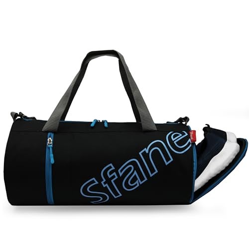 Sfane Black 23 cms Gym Bag/Duffle Bag/Sports Bag/Shoulder Bag/Sports Bags/Gym Bags for Men & Women with Shoe Compartment - Image 1