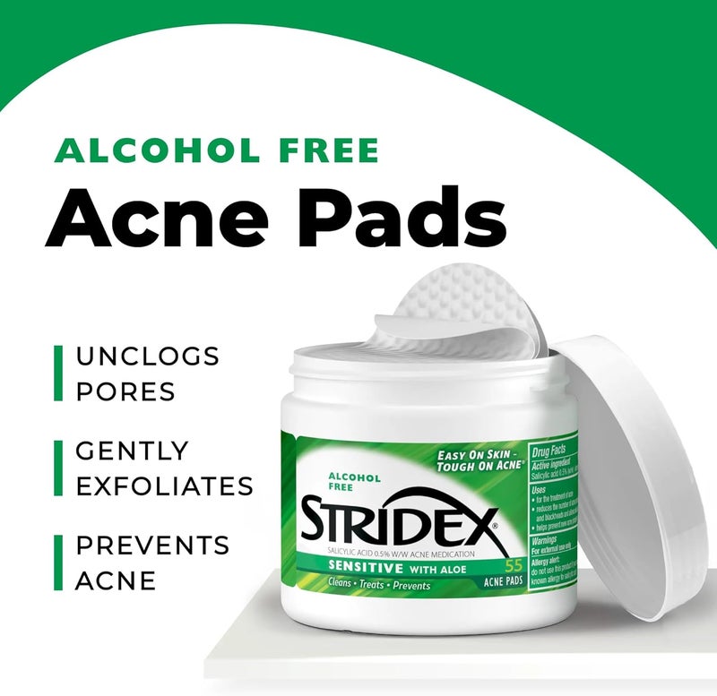 Stridex Sensitive Medicated Acne Pads with Aloe - 55 Count - Image 5