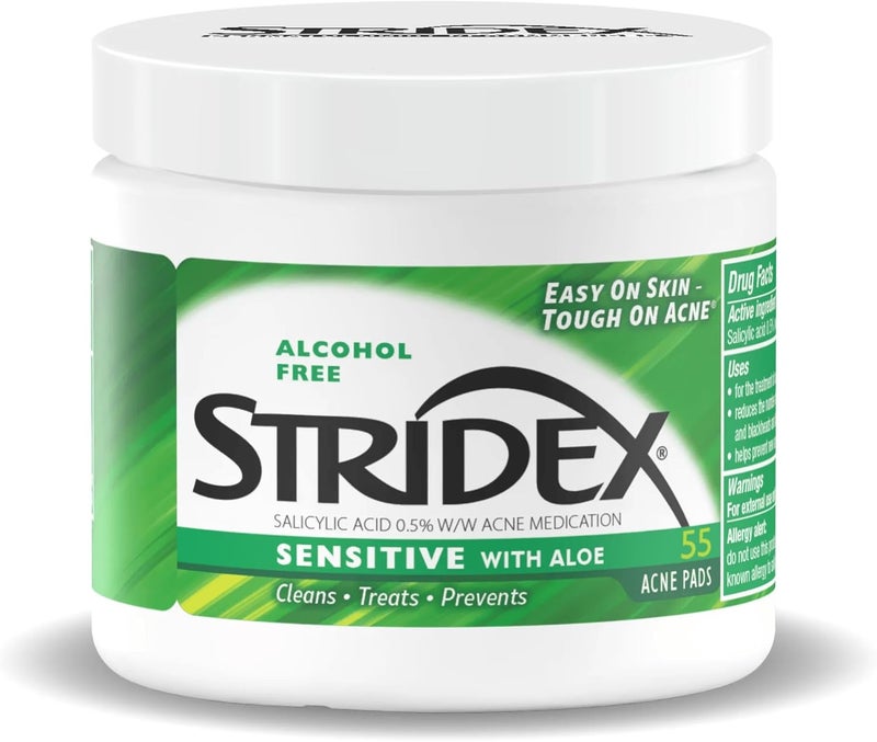 Stridex Sensitive Medicated Acne Pads with Aloe - 55 Count - Image 1