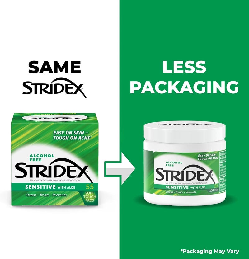 Stridex Sensitive Medicated Acne Pads with Aloe - 55 Count - Image 2