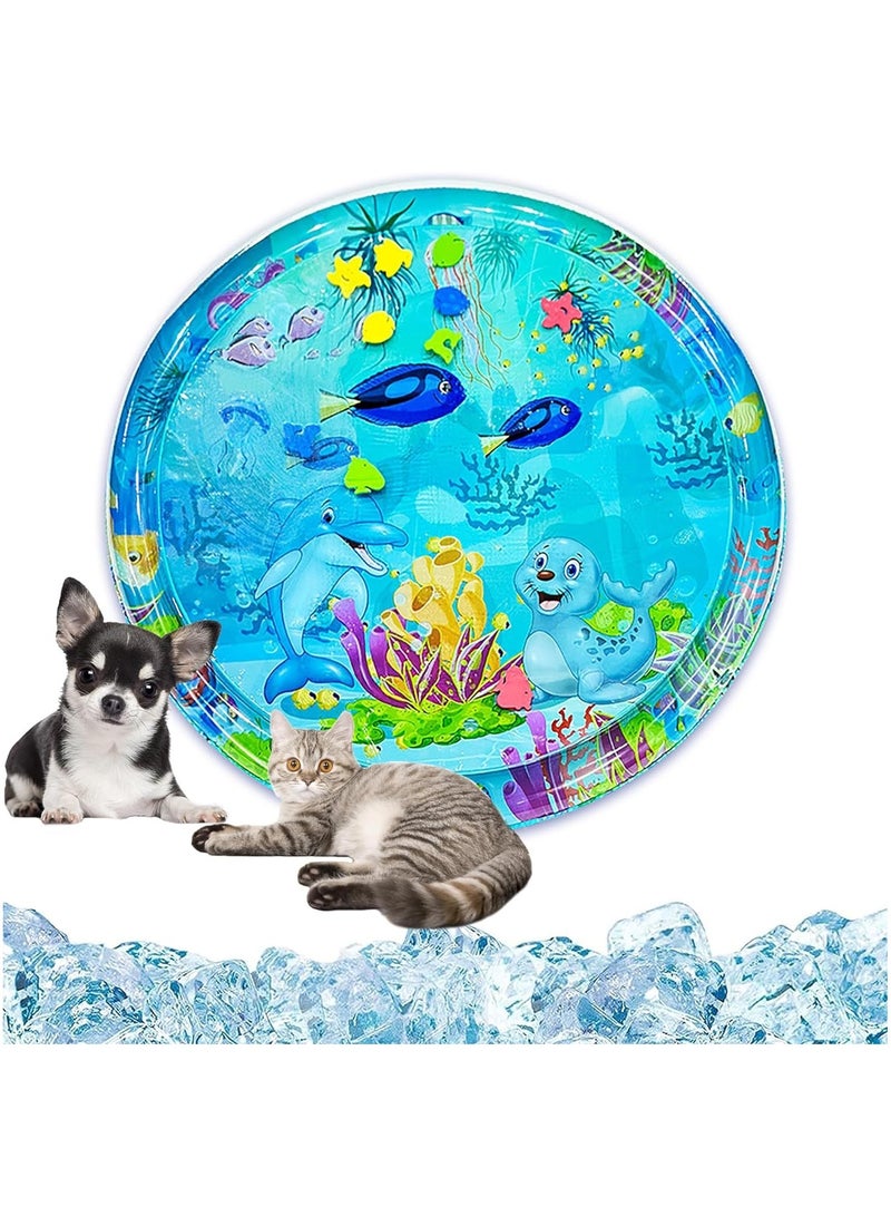 Generic Thickened Water Sensor Play Mat for Pets, 2024 New Sensory Water Play Mat for Cats, Cooling Mat for Cats, Water Sensor Mat for Cats & Dogs Cool Comfort Inflatable Tummy Time Water Mat (100cm)  - Image 1