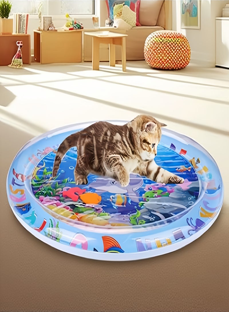 Generic Thickened Water Sensor Play Mat for Pets, 2024 New Sensory Water Play Mat for Cats, Cooling Mat for Cats, Water Sensor Mat for Cats & Dogs Cool Comfort Inflatable Tummy Time Water Mat (100cm)  - Image 2