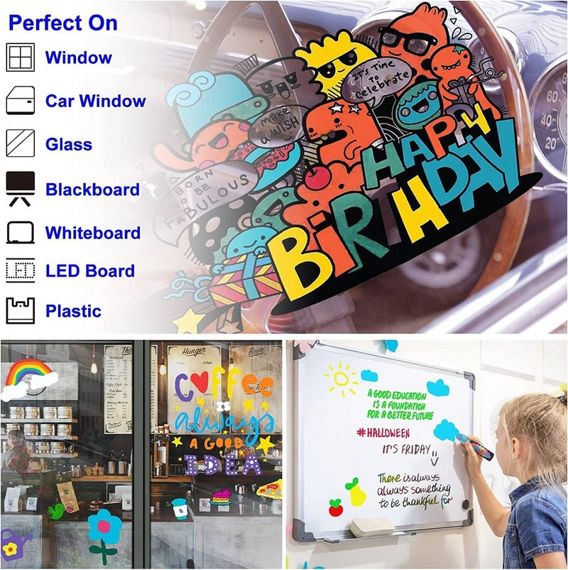Azonee Long lasting universal build Erasable Chalk Markers Pens Set, 8 Colors Colorful Graffiti Highlighter Marker for Flashing LED Lighted Board, Blackboard, Whiteboard, Menu Message Board, Glass, Window, Art-Chalk Pen, Whiteboard Pen Cost effective fine quality - Image 3