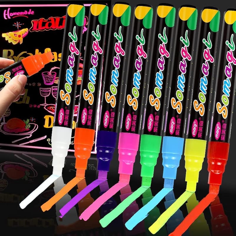 Azonee Long lasting universal build Erasable Chalk Markers Pens Set, 8 Colors Colorful Graffiti Highlighter Marker for Flashing LED Lighted Board, Blackboard, Whiteboard, Menu Message Board, Glass, Window, Art-Chalk Pen, Whiteboard Pen Cost effective fine quality - Image 1