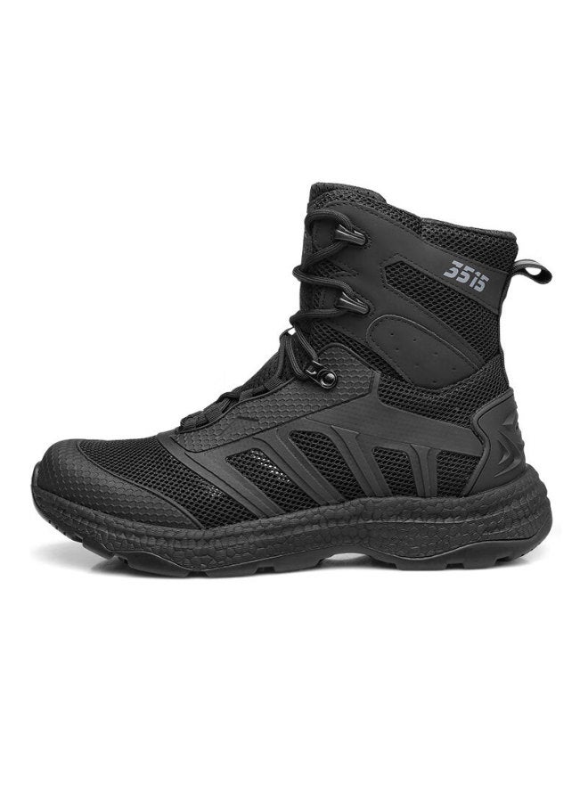 Strongman Qiangren Anti-puncture Men's Boots, 3515 Breathable Shock-absorbing Combat Boots, Water-resistant Outdoor Training Boots, Jds79xl Mesh, Size 44 - Image 5