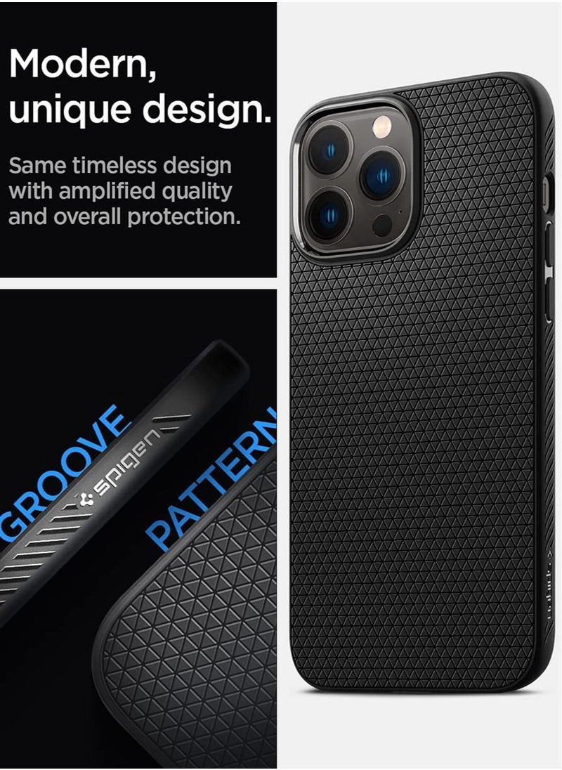 Spigen - Liquid Air Designed Case Cover for iPhone 13 Pro - Matte Black - Image 1