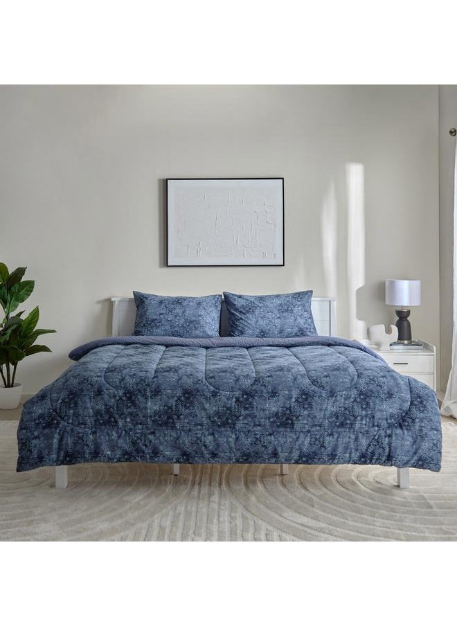 Home Box Lavish Triblend Melange Aouli 3-Piece Printed Cotton Twin Comforter Set - 160x220 cm  - Image 3