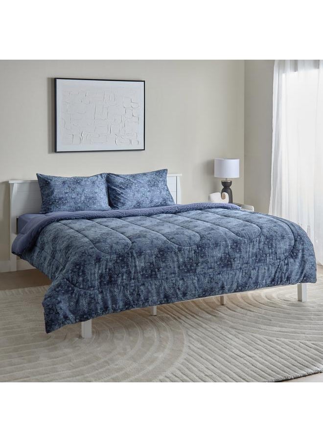 Home Box Lavish Triblend Melange Aouli 3-Piece Printed Cotton Twin Comforter Set - 160x220 cm  - Image 2