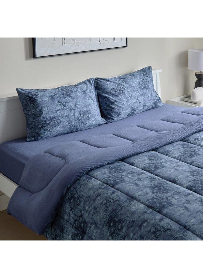Home Box Lavish Triblend Melange Aouli 3-Piece Printed Cotton Twin Comforter Set - 160x220 cm  - Image 1
