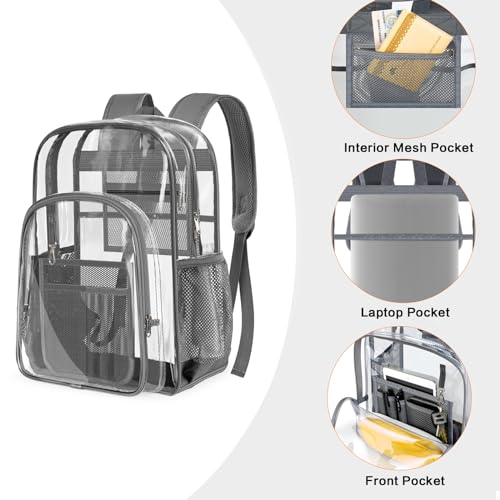 PAMANO Clear Backpack Transparent Heavy Duty School PVC Bookbag See Through Bag Boys and Girls for College Work Travel Security - Image 2