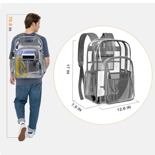PAMANO Clear Backpack Transparent Heavy Duty School PVC Bookbag See Through Bag Boys and Girls for College Work Travel Security - Image 4