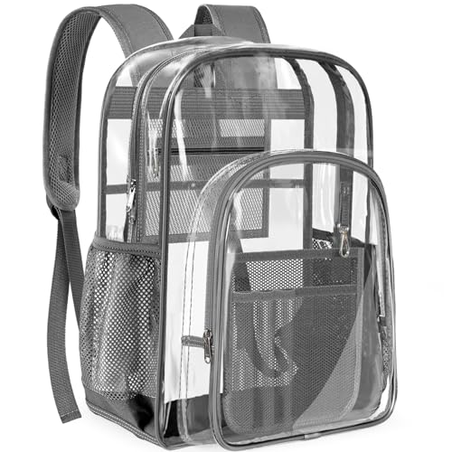 PAMANO Clear Backpack Transparent Heavy Duty School PVC Bookbag See Through Bag Boys and Girls for College Work Travel Security - Image 1