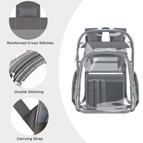 PAMANO Clear Backpack Transparent Heavy Duty School PVC Bookbag See Through Bag Boys and Girls for College Work Travel Security - Image 3