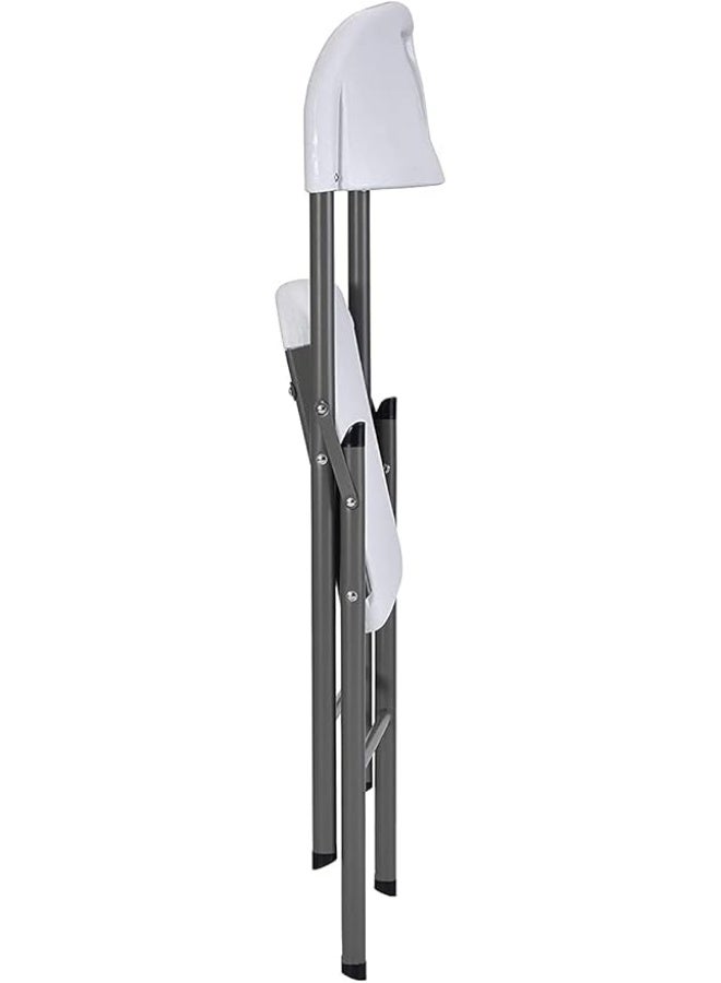 Heavy Duty Folding Chair with Steel Frame, Stackable Plastic Chair, 200kg Weight Capacity for Indoor and Outdoor Use, Grey - Image 3