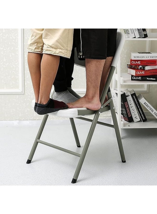 Heavy Duty Folding Chair with Steel Frame, Stackable Plastic Chair, 200kg Weight Capacity for Indoor and Outdoor Use, Grey - Image 5