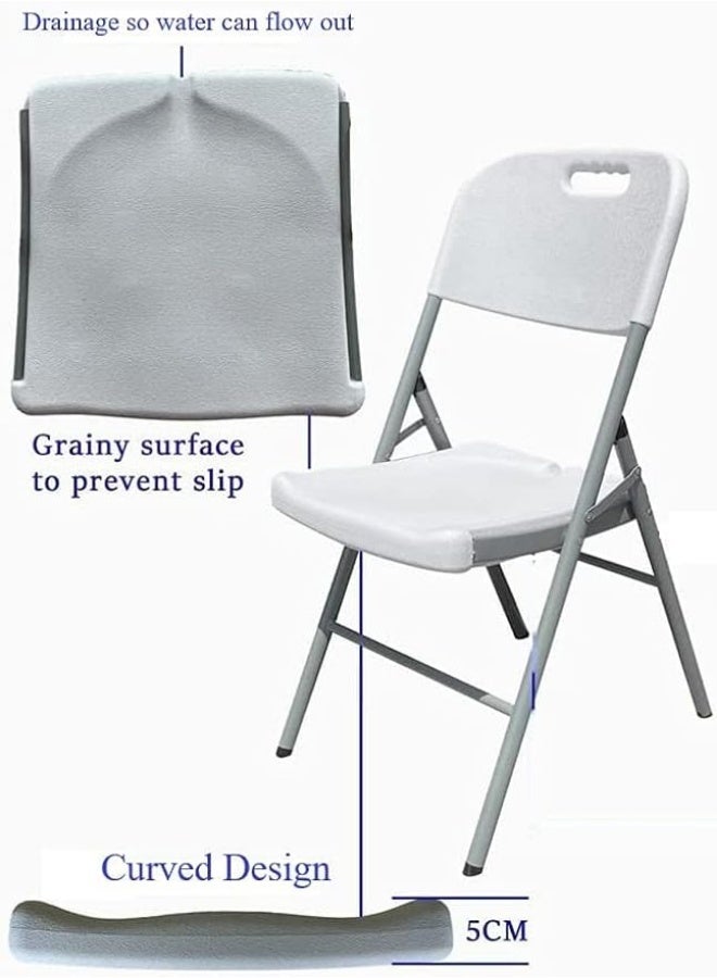Heavy Duty Folding Chair with Steel Frame, Stackable Plastic Chair, 200kg Weight Capacity for Indoor and Outdoor Use, Grey - Image 4