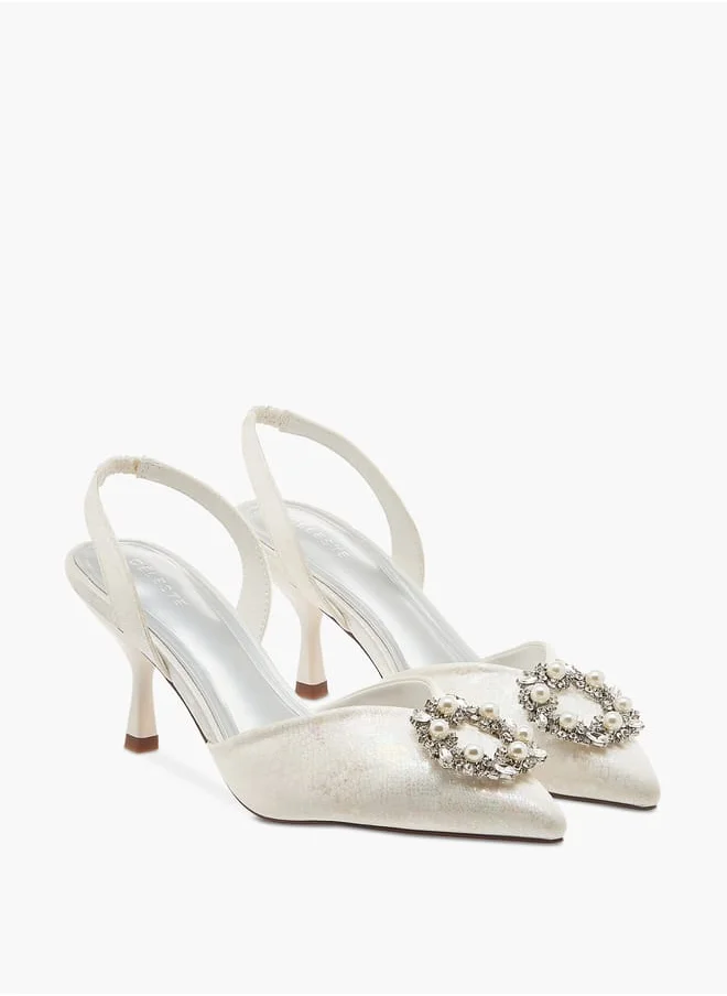 سيليست Women's Embellished Slingback Shoes with Stiletto Heels