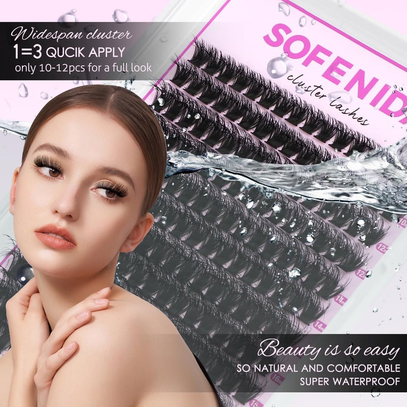SOFENIDA Lash Clusters Kit 80D Lash Clusters Kit 10-18mm Volume Eyelash Clusters D Curly Cluster Eyelash Extensions 3D Wispy Lashes Cluster DIY Lash Extension Kit(80D-10-18MIX Thick Kit) - Image 5