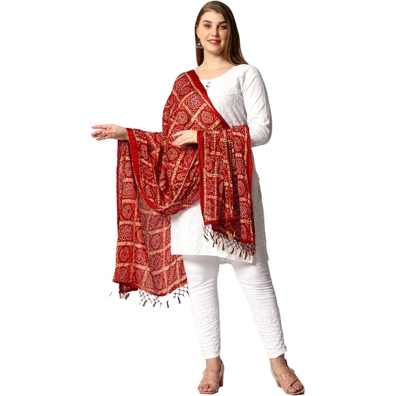 Chunni Dupatta Chunni Printed Cotton Chunni for Women 90cm x 225cm,maroon, 90cm X 215cm - Image 4