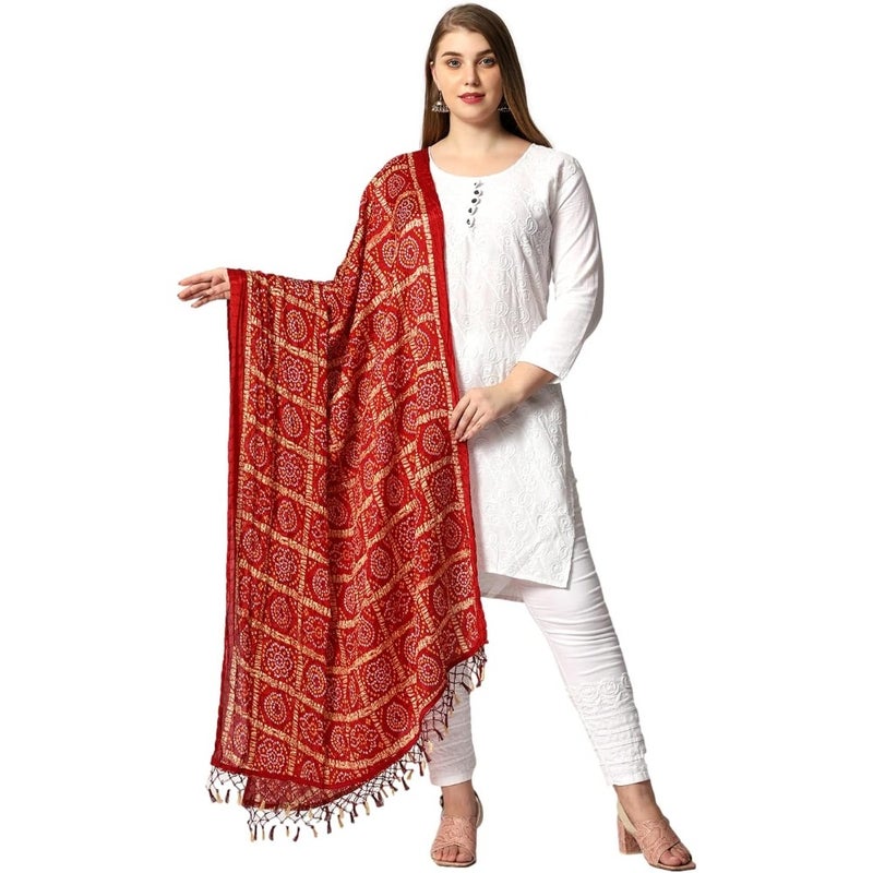 Chunni Dupatta Chunni Printed Cotton Chunni for Women 90cm x 225cm,maroon, 90cm X 215cm - Image 5