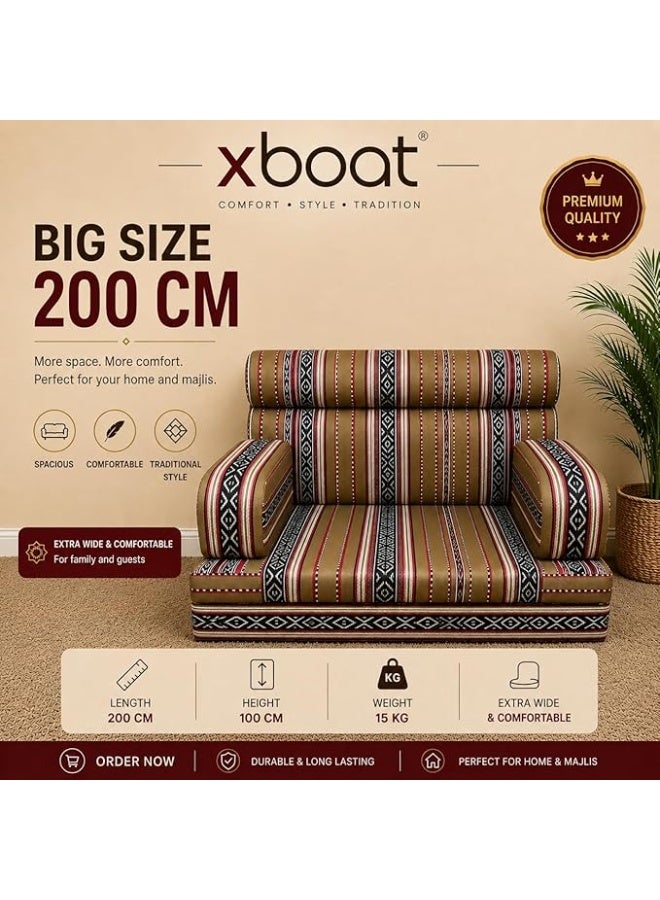 اكس بوت أريكة أرضية عربية للمجلس، حجم كبير 200 سم، تصميم تقليدي، واسعة جدًا، بوزن 15 كجم، مناسبة للمنزل والمجلس. - Image 3