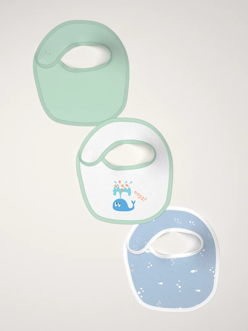 Nautinati Nautinati Infants' Cotton Pack of 3 Ocean Print Bib