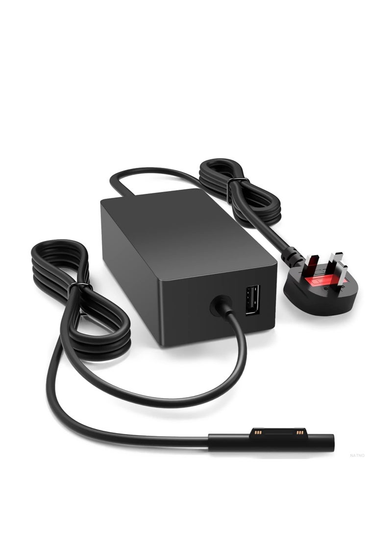 Terabyte 44W Surface Pro Charger, Compatible with Microsoft Surface Pro 10, 9, 8, 7+, 7, 6, 5, 4, 3, X, Surface Laptop 1/2/3 Surface Go Surface Book Power Cord with 5V 1A USB Charging Port - Image 1