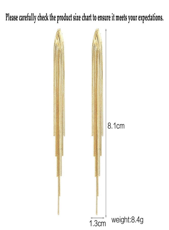 FUTIMELY Long Chain Gold Tassel Earrings for Women Prom Statement Dangle Drop Earrings Elegant Formal Bridesmaid Bride Wedding Gifts - Image 3