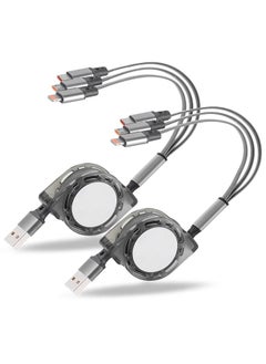 General 2 Pack USB Charger Cable Retractable 3 in 1 Multiple Charging Cord Adapter with Mini Type C Micro USB Port Connectors Compatible with Cell Phones Tablets Universal Use  - Image 1
