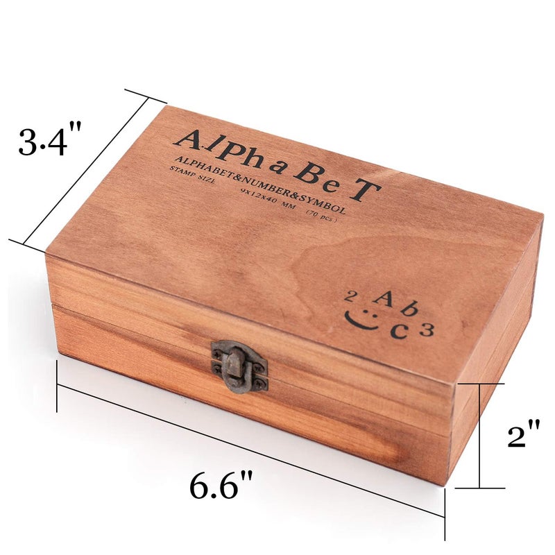 Tosnail 70 Pieces Rustic Mini Wood Rubber Stamps Letter Stamps Alphabet Stamps with Storage Box for Scrapbook, Card Making, Crafts - Image 2