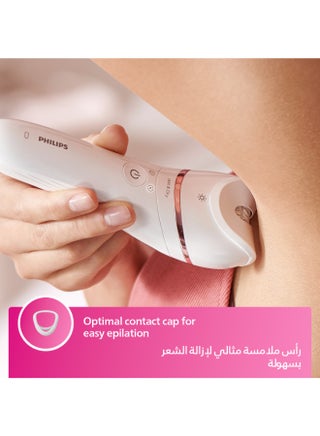فيليبس ماكينة إزالة شعر الجسم والساقين والقدمين لاسلكية للنساء | إعدادان سرعة | استخدام رطب وجاف | +9 ملحقات (مع أداة برد للقدمين) | إضاءة مدمجة | شحن سريع | وقت تشغيل حتى 40 دقيقة | (BRE740/11) أبيض - view 5