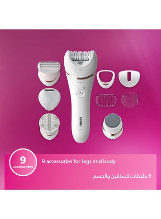 فيليبس ماكينة إزالة شعر الجسم والساقين والقدمين لاسلكية للنساء | إعدادان سرعة | استخدام رطب وجاف | +9 ملحقات (مع أداة برد للقدمين) | إضاءة مدمجة | شحن سريع | وقت تشغيل حتى 40 دقيقة | (BRE740/11) أبيض - view 4