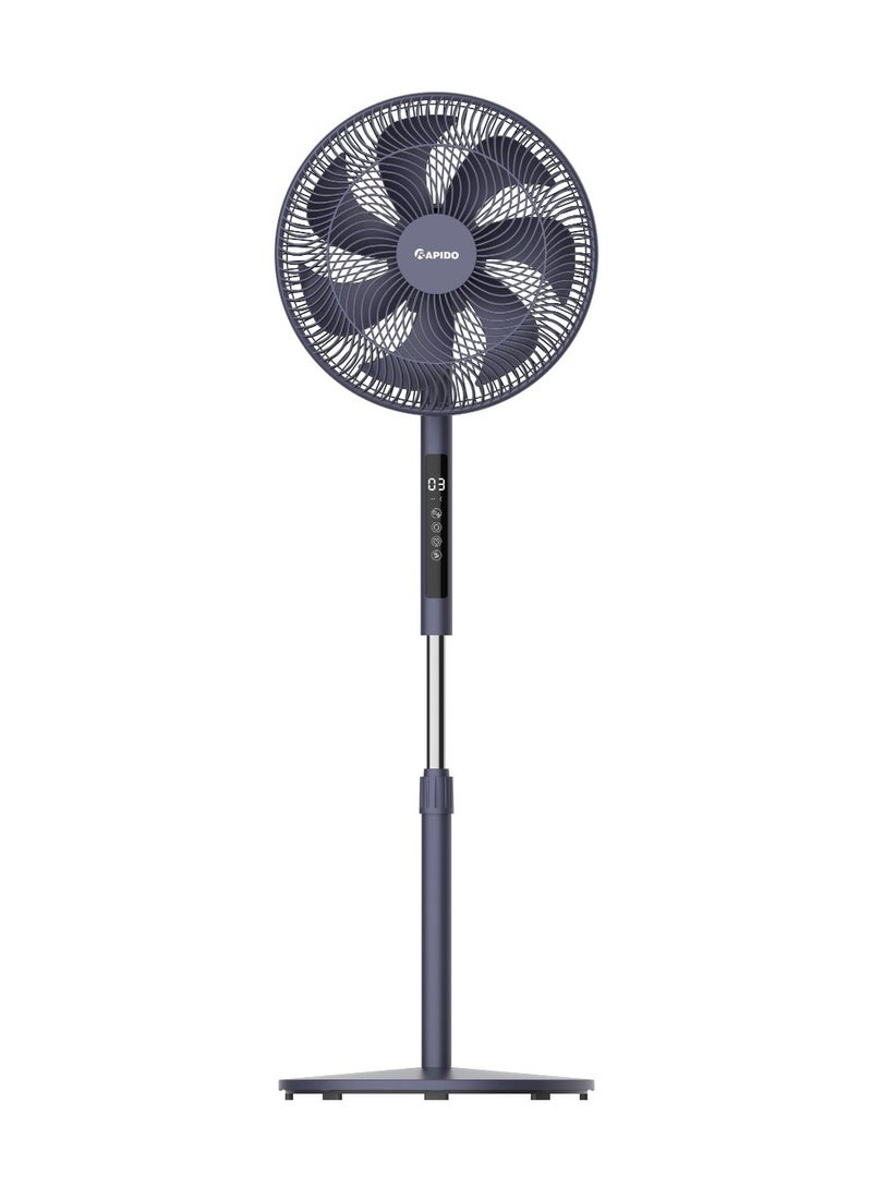Rapido Standing Fan RWF-16AHD 40cm, 60W AC Motor, Remote Control, LED Display, 4 Speed Levels, Adjustable Height 127cm, Timer Function - Image 1