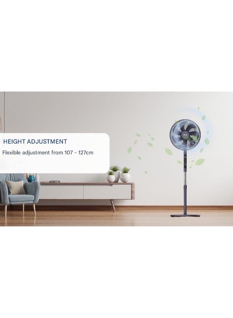 Rapido Standing Fan RWF-16AHD 40cm, 60W AC Motor, Remote Control, LED Display, 4 Speed Levels, Adjustable Height 127cm, Timer Function - Image 5
