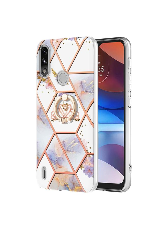 اس-توب جراب لهاتف Motorola Moto E7 Power / E7i Power جراب TPU بحلقة منقوش عليه زهور رخامية - Image 1