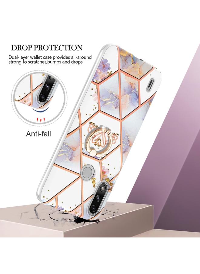 اس-توب جراب لهاتف Motorola Moto E7 Power / E7i Power جراب TPU بحلقة منقوش عليه زهور رخامية - Image 2