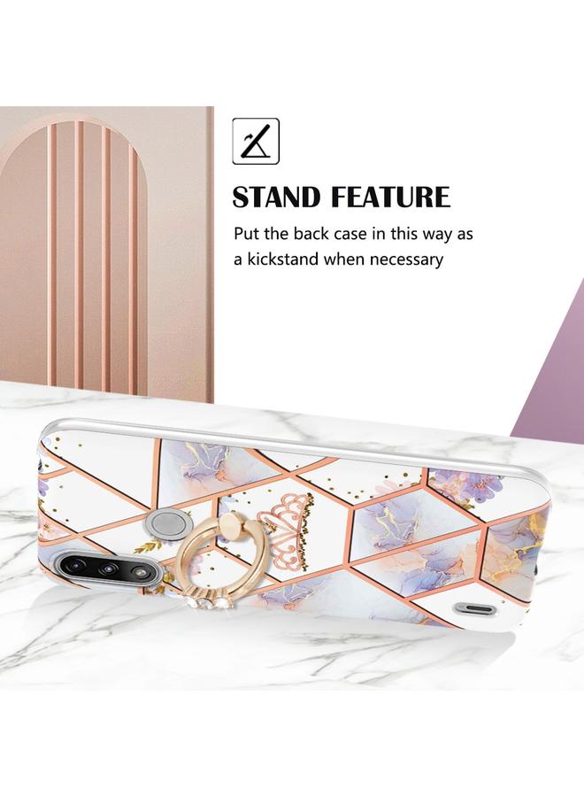 اس-توب جراب لهاتف Motorola Moto E7 Power / E7i Power جراب TPU بحلقة منقوش عليه زهور رخامية - Image 3