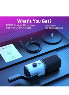 ماونو ميكروفون ألعاب PD100X XLR/USB مع برنامج، ميكروفون كمبيوتر ديناميكي مع RGB لبث تسجيل صوتي للبودكاست، ميكروفون كمبيوتر مع إلغاء الضوضاء، زر كتم الصوت، مقبض الكسب، حامل سطح المكتب  - Image 4
