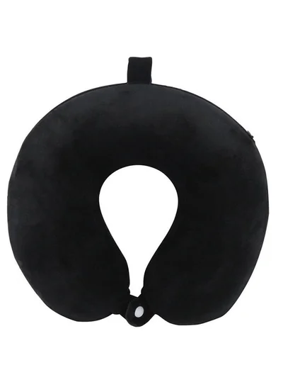 MNUK MNP-2 Neck Pillow, Black| Memory Foam Travel Pillow for Kids & Adults | Cute U-Shaped Pillow for Ultimate Comfort & Neck Support