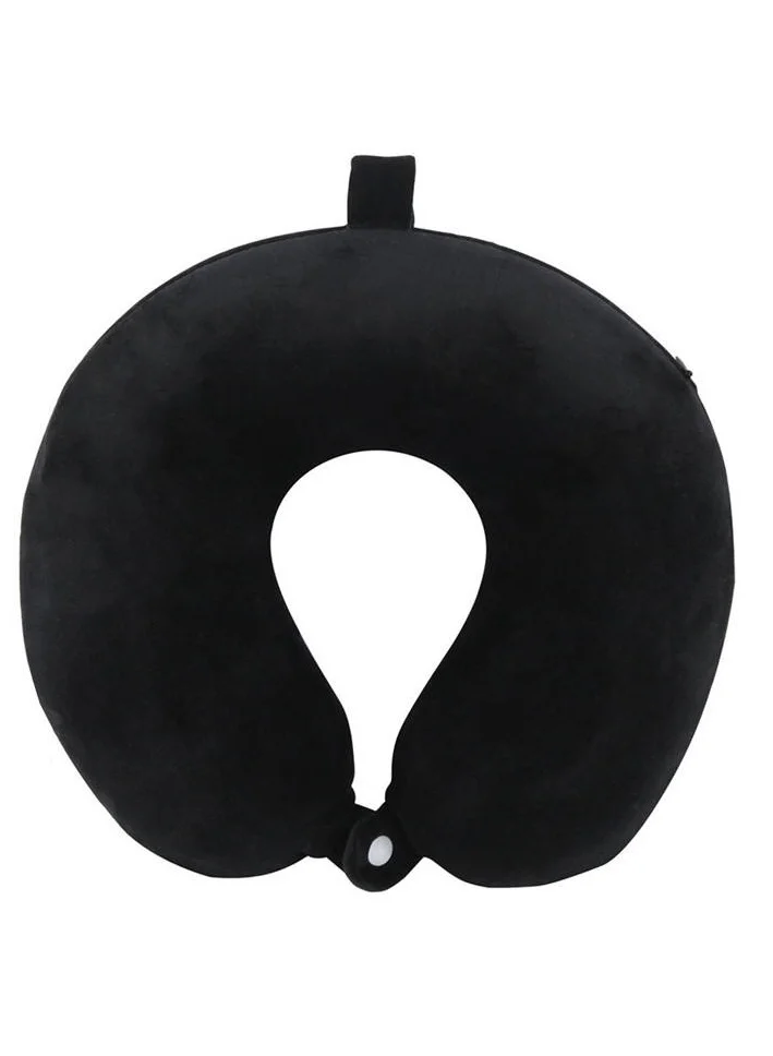 MNUK MNP-2 Neck Pillow, Black| Memory Foam Travel Pillow for Kids & Adults | Cute U-Shaped Pillow for Ultimate Comfort & Neck Support