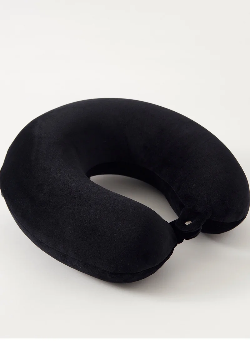 MNUK MNP-2 Neck Pillow, Black| Memory Foam Travel Pillow for Kids & Adults | Cute U-Shaped Pillow for Ultimate Comfort & Neck Support