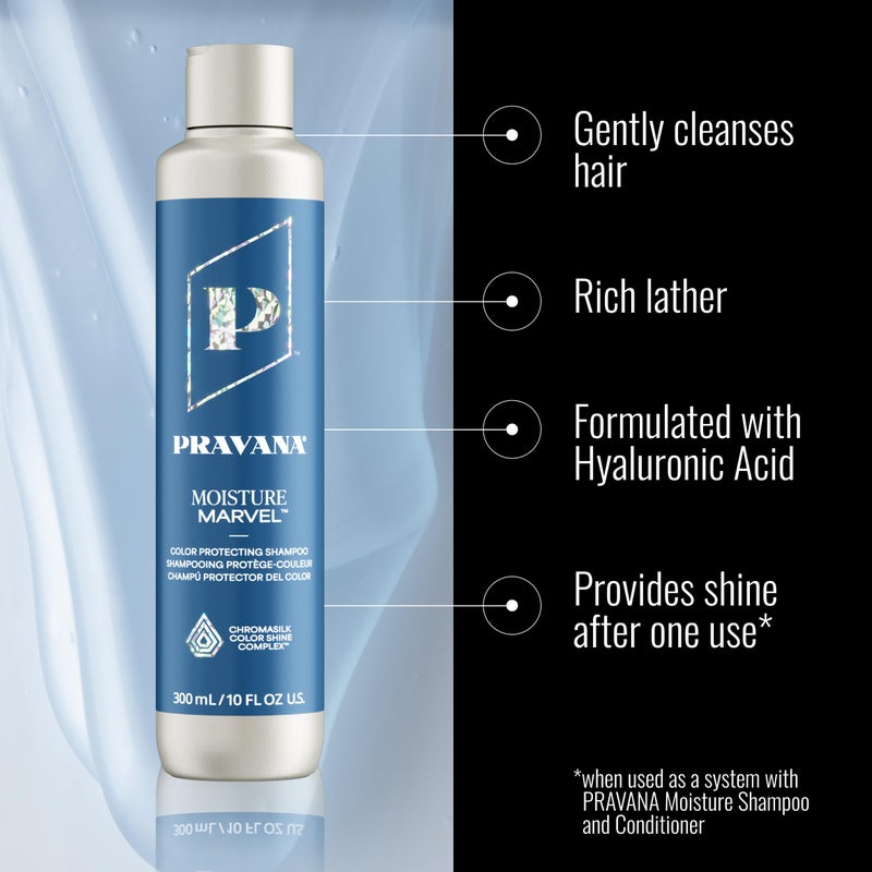 Pravana Moisture Marvel Shampoo | Hydrates, Moisturizes & Nourishes | For Dry, Color-Treated Hair | Chromasilk Enhances Shine & Protection | Vegan & Cruelty Free | Paraben & Sulfate Free | 10 Fl Oz - Image 2