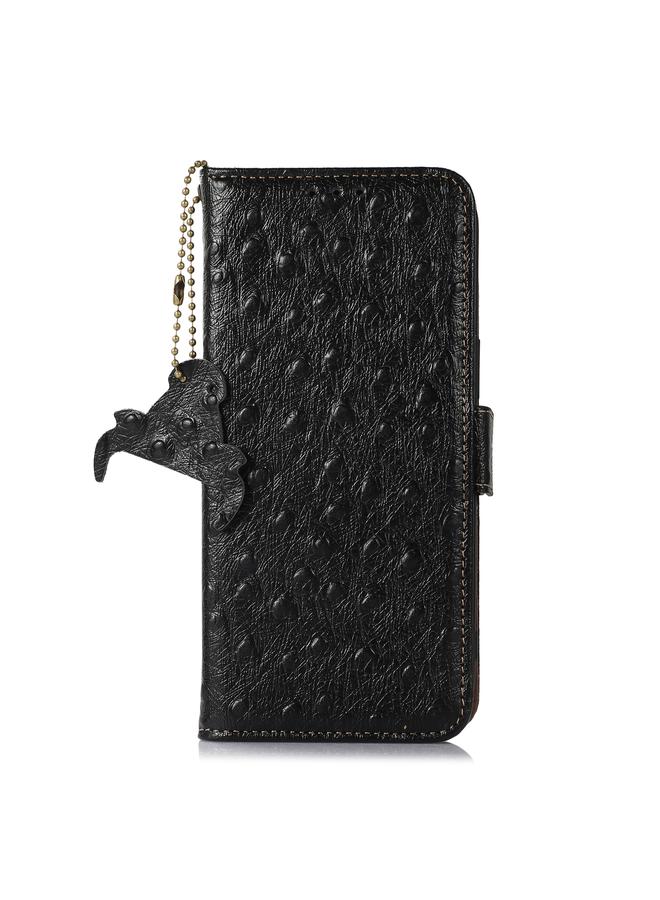 erorex Case For Motorola Moto G53 5G / G13 / G23 Ostrich Pattern Genuine Leather RFID Phone Case - Image 2