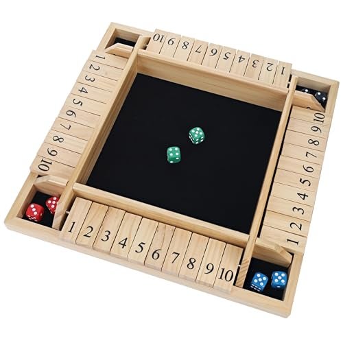 WE Games Shut The Box Wooden Board Game Classic 4 Player Table Top Math Dice Game Natural Wood 85 in Travel Size 10 Numbers for Families and Adults - Image 1