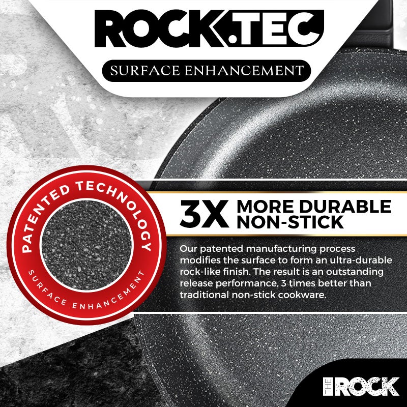 THE ROCK SOHO 15Pcs Cookware Set â€“ Pots and Pans Set Non Stick with ROCK.TEC â€“ Compact for Urban Kitchens, Nothing Sticks, Never Warps, Lasts Longer, Induction & Dishwasher Safe, Black - Image 2