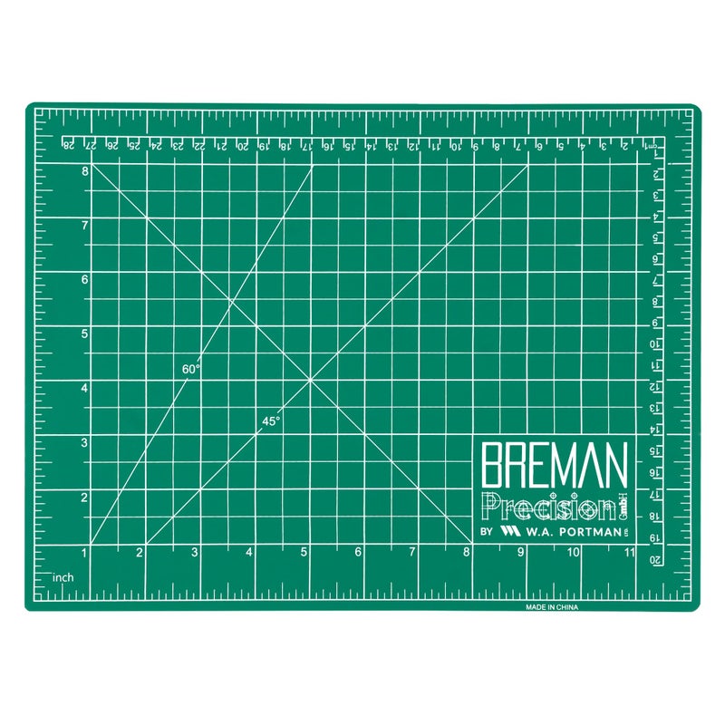 Breman Precision 9x12 Inch Self Healing Cutting Mat  2Sided 5Ply PVC GreenBlack Cutting Mats for Crafts Sewing Quilting and DIY Projects  Durable and NonSlip Design with Precise Grid Lines