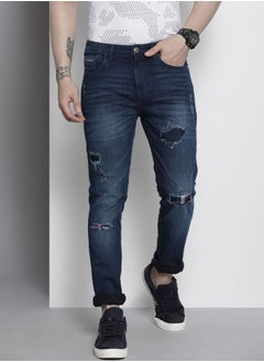 Men Slim Fit Distressed Mid-Rise Stretchable Jeans