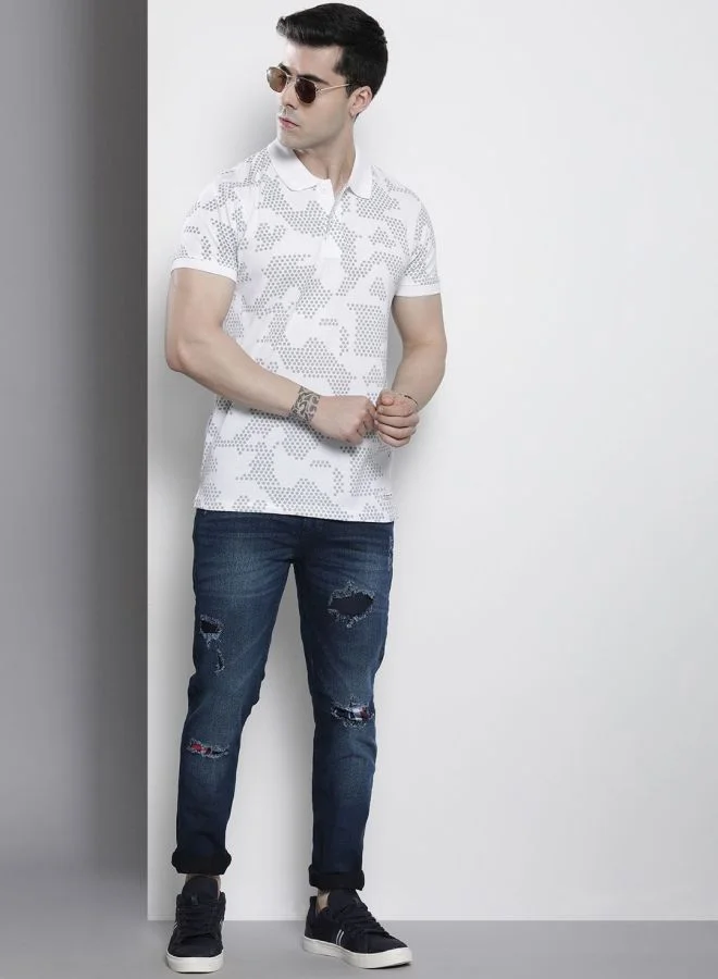 The Indian Garage Co Men Slim Fit Distressed Mid-Rise Stretchable Jeans