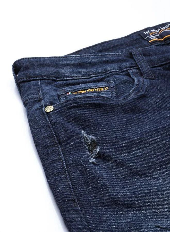 The Indian Garage Co Men Slim Fit Distressed Mid-Rise Stretchable Jeans