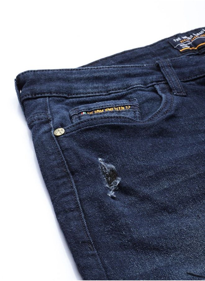 The Indian Garage Co Men Slim Fit Distressed Mid-Rise Stretchable Jeans  - Image 4